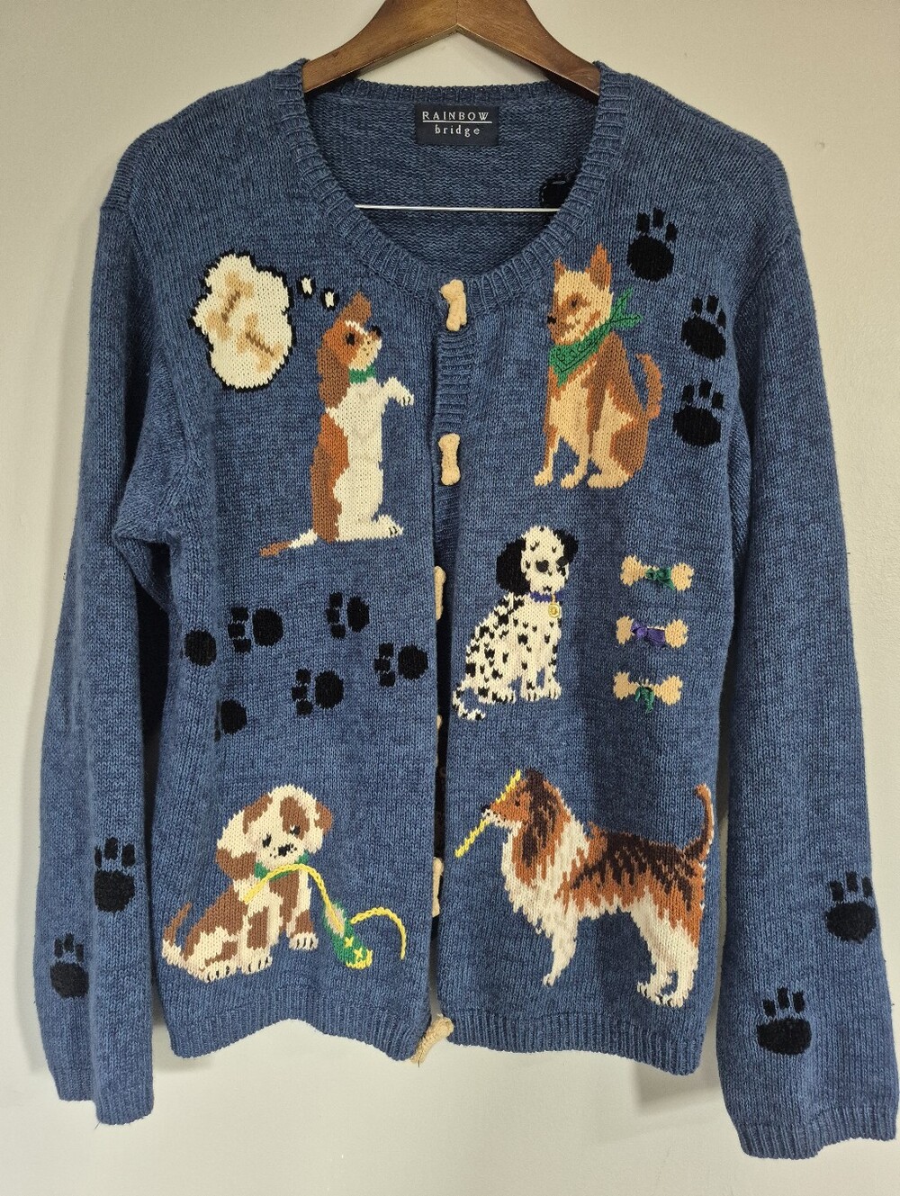 Vintage Rainbow Bridge Eclectic Puppy Knit Sweater See Measurements - Picture 1 of 8